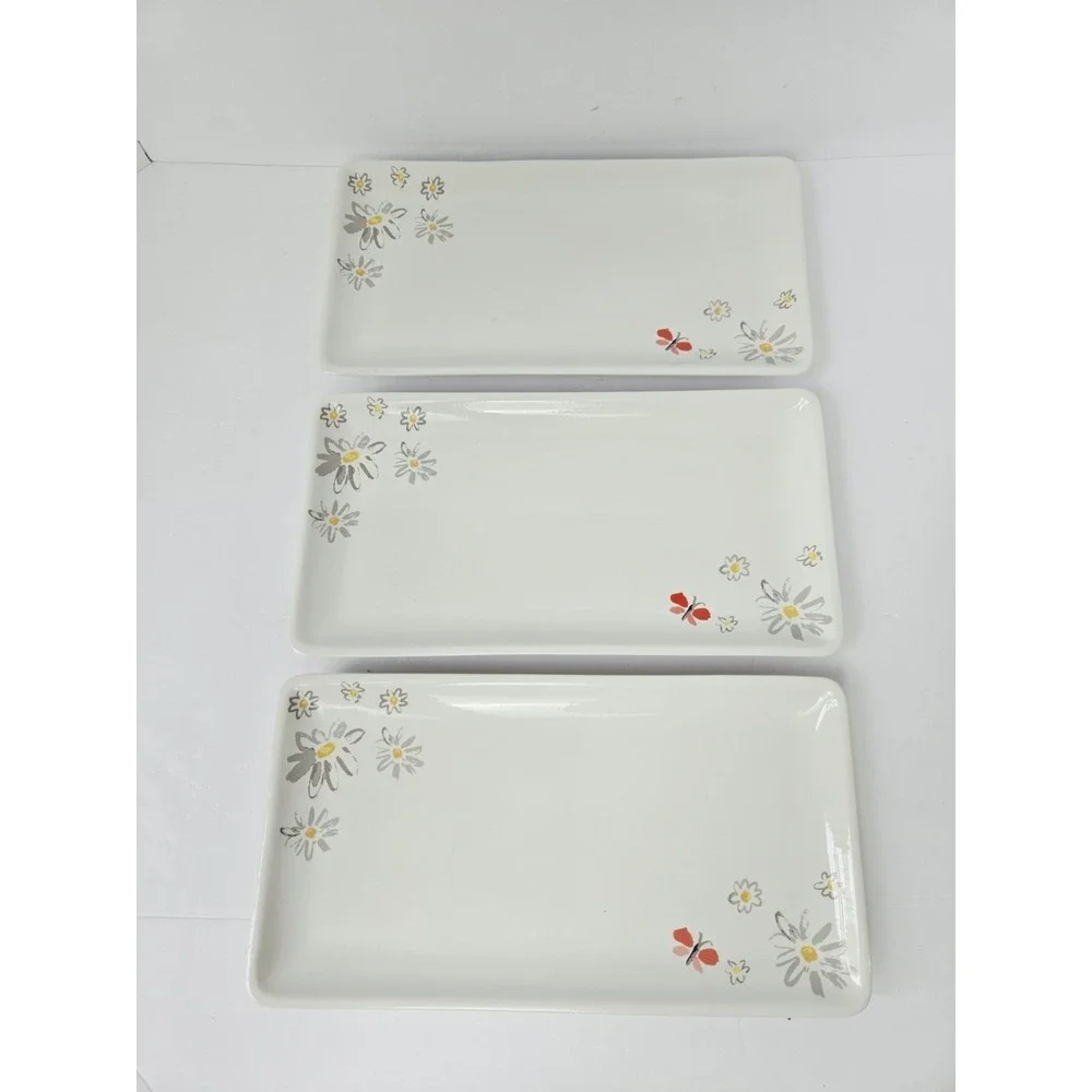 Kate‎ Spade rectangle tray flower butterfly dahlias New York set of 3